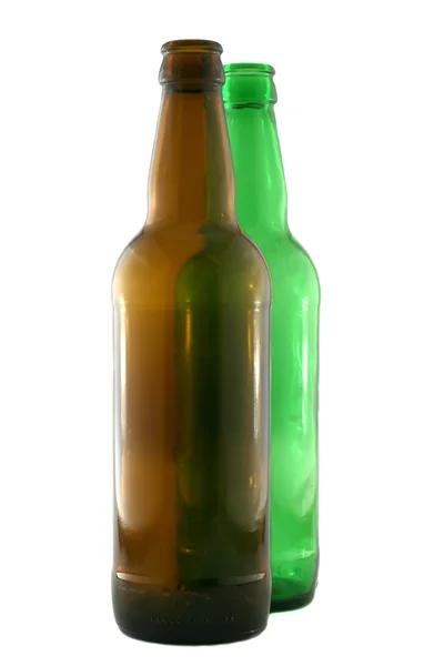 Dvě zelené pivo boottles — Stock fotografie