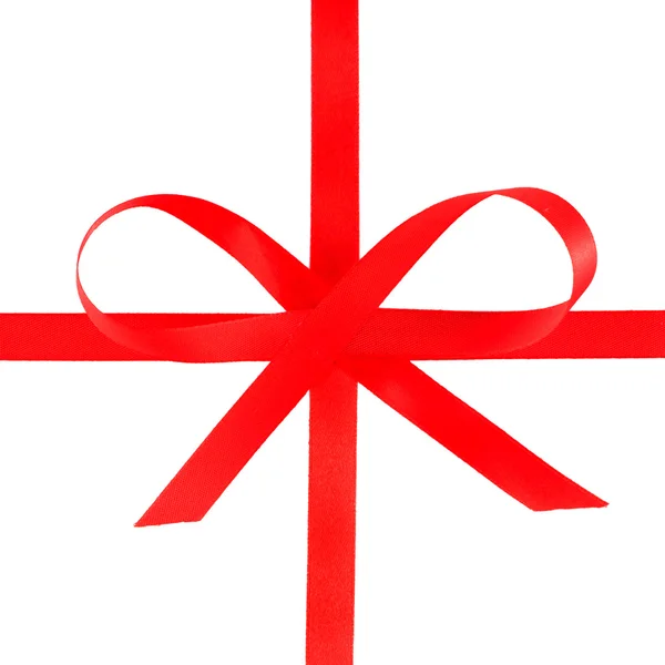 Red gift bow with ribbon — Stock Photo, Image