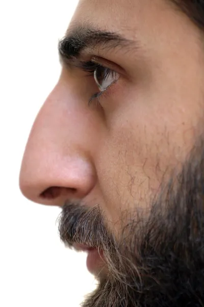 Vousatý muž profil portret closeup — Stock fotografie