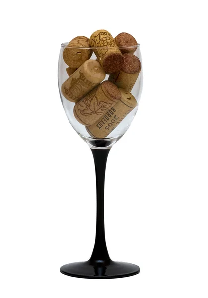 Wijnglas en fles kurken — Stockfoto