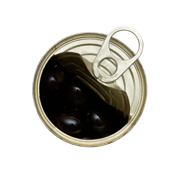 打开的罐头的橄榄 — 图库照片