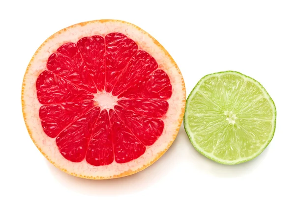 Halves of grapefruit and lime — Stock Photo, Image
