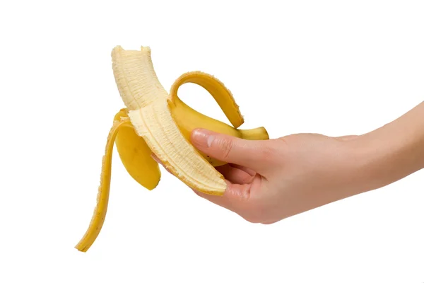 Банан в руке — стоковое фото
