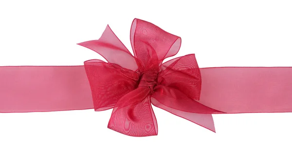 Rode geschenk chiffon ribbon bow — Stockfoto