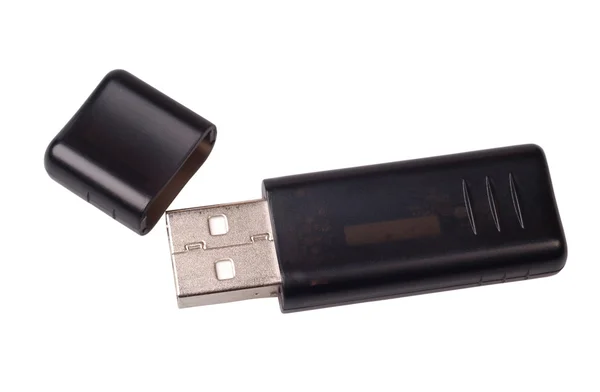 Schwarzer USB auf weißem Hintergrund — Stockfoto