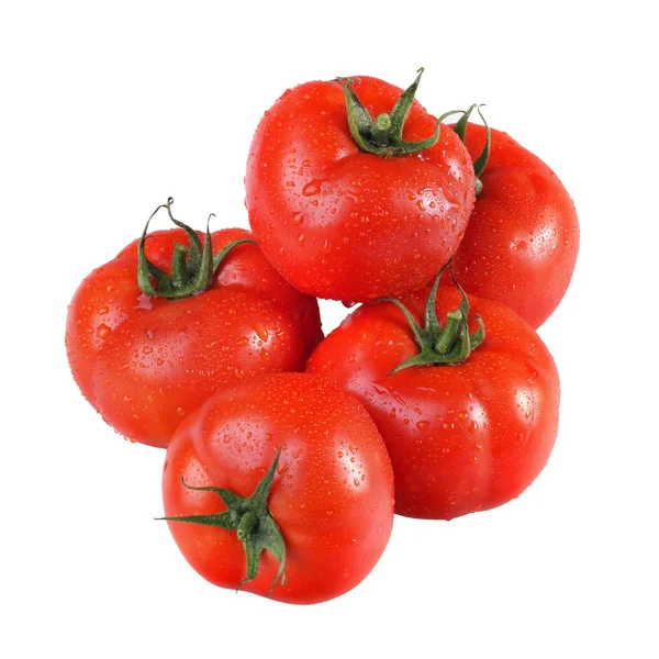 Červená rajčata na bílém pozadí — Stock fotografie