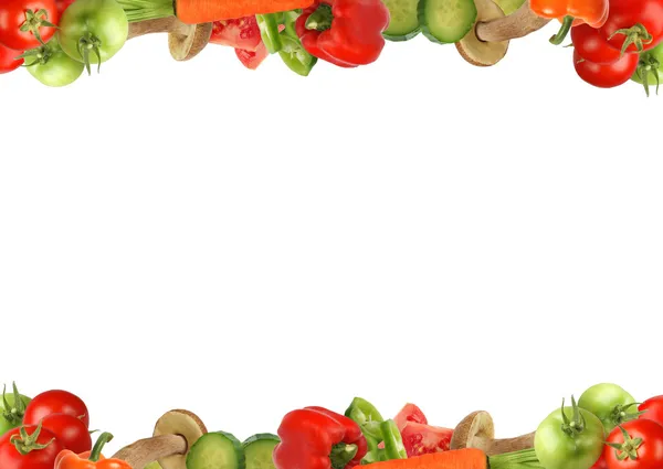 Border from vegetables and mushrooms — Stock Photo, Image