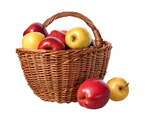 Mand met appelen op witte achtergrond — Stockfoto