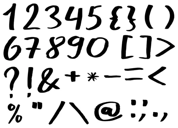 Handskrivna alfabetet - nummer och punct Stockfoto