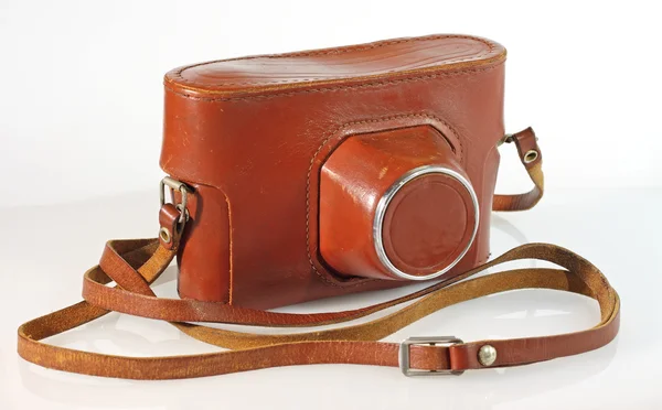 Old photo camera leather case — Stock Photo, Image