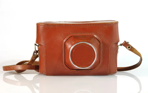 Old photo camera leather case — Stock Photo, Image