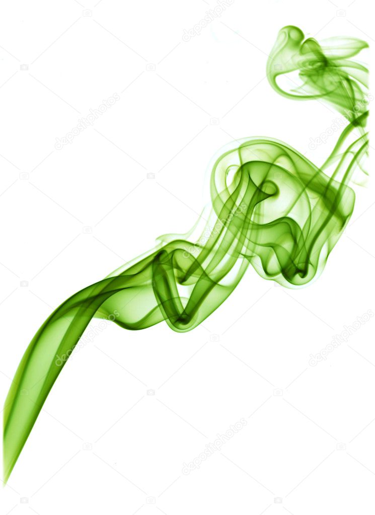 Green smoke isolated on white