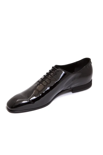 Black glossy leather men shoe — Stock Photo, Image