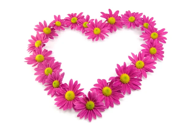 Ροζ λουλούδια σε σχήμα καρδιάς — Φωτογραφία Αρχείου