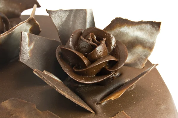 Koláč s růží Nádivka v čokoládové gl — Stock fotografie