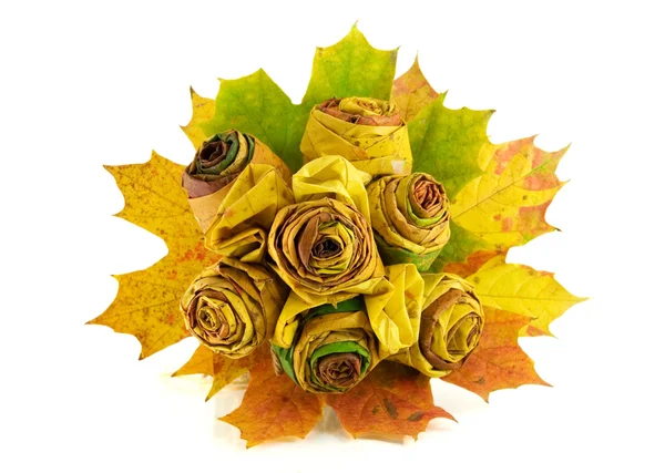 Na podzim žluté listy kytice — Stock fotografie