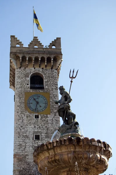 stock image Trento nettuno and torre civica