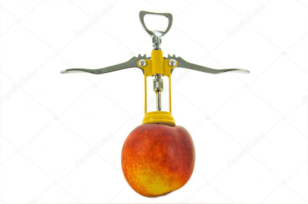 Corkscrew in a peach with banana
