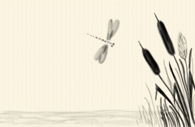Dragonfly and cane clipart