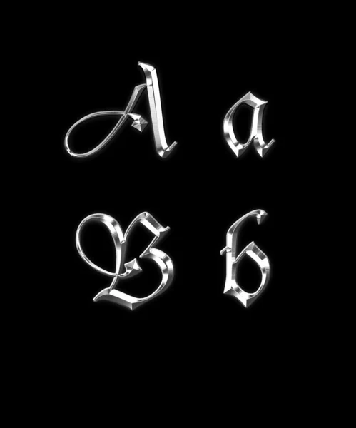 Silberne antike Buchstaben — Stockfoto