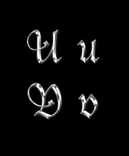 Srebrny starodawny litery — Zdjęcie stockowe