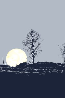 Tree and moon clipart