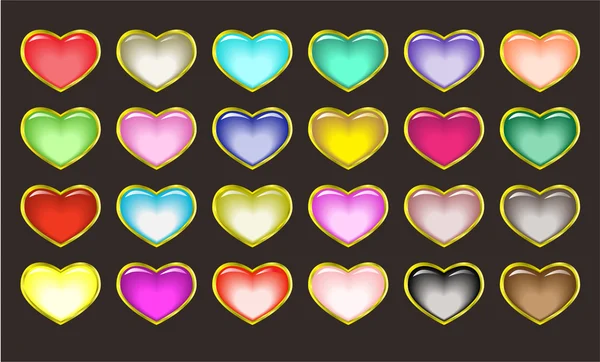 Glossy buttons like hearts — Stock Vector