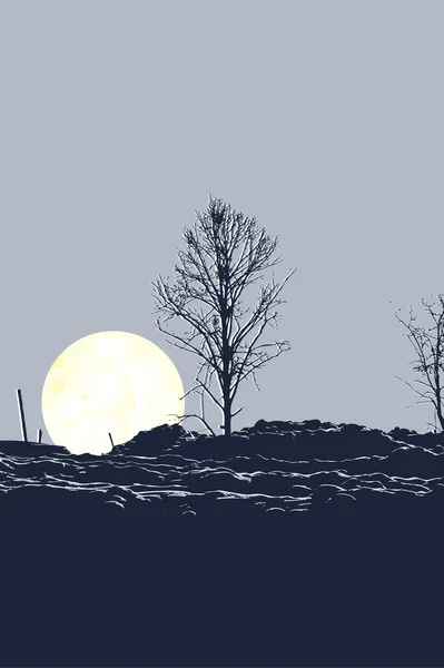 Дерево и Луна — стоковый вектор