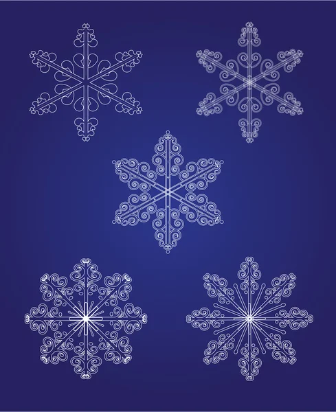 Cinq beaux flocons de neige — Image vectorielle