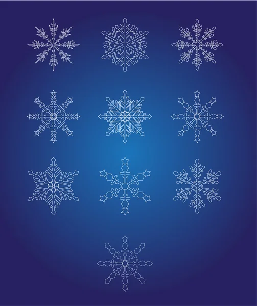 Десять красиві сніжинки — стоковий вектор