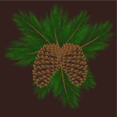 Pine cones with pine needles clipart