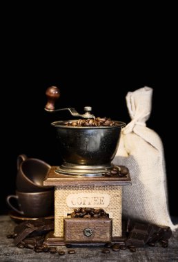 Stiill life with Antique coffee grinder clipart