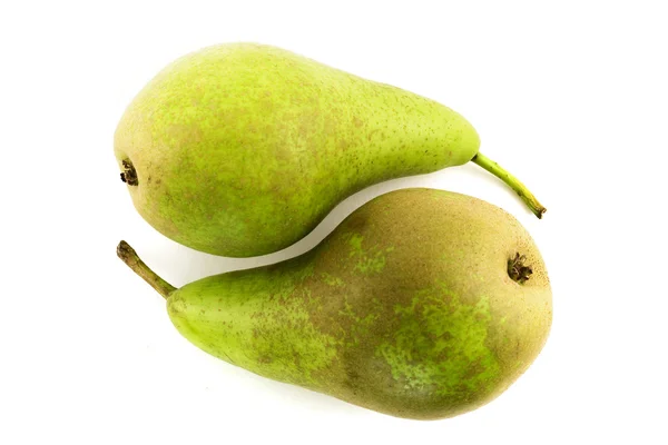 Two green pears on a white background — Stock Photo, Image