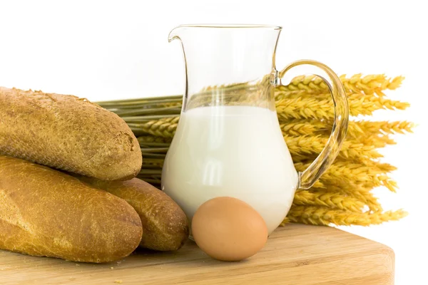 Mléko, vejce, chléb — Stock fotografie