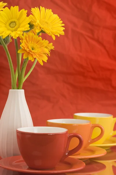 カラー キャップと黄色の花 — ストック写真