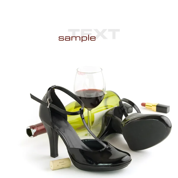 Ayakkabı şarap ve beyaz backgro ruj — Stok fotoğraf