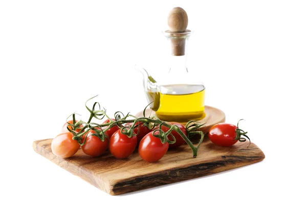 Bottiglia di olio d'oliva e pomodori — Foto Stock