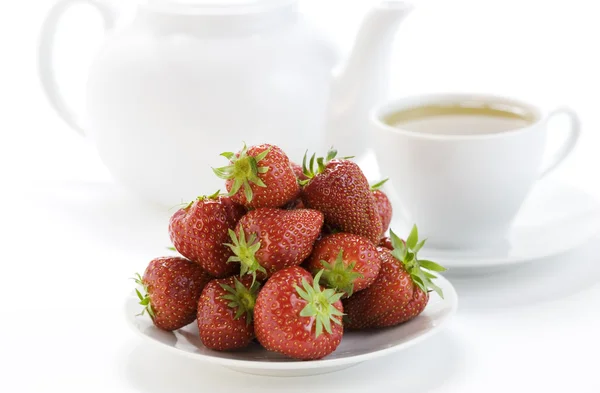 Tea time whith strawberry — Stock Photo, Image