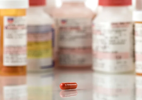 Detailní záběr červenou pilulku — Stock fotografie