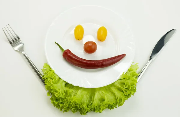 用不同的蔬菜做的脸 — 图库照片