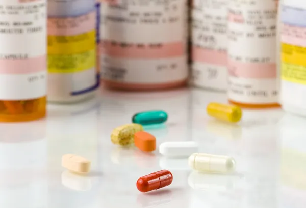 Válogatott tabletták közelről — Stock Fotó