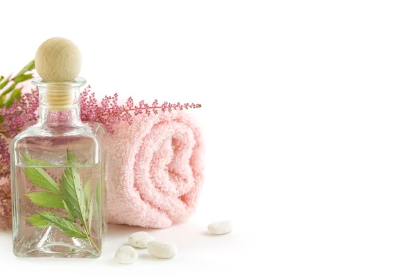 JAR s čerstvým špenátem a ručník — Stock fotografie