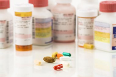 Close up of assorted pills clipart
