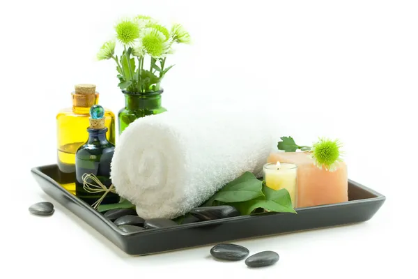 Relaxation spa set on a tray — Stock Photo, Image