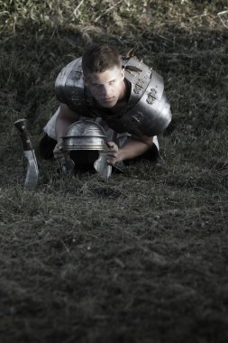 Agressive Roman soldiers. Photo. clipart