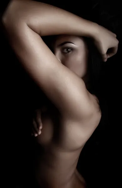 Estudio de arte desnudo de modelo teñido metálico — Foto de Stock
