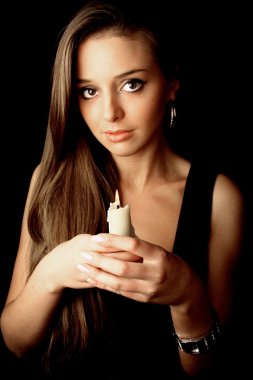 Beautiful woman with candle clipart
