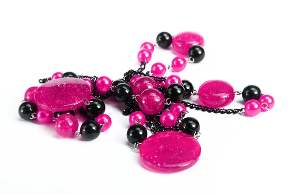 Bella collana di perle rosa falso — Foto Stock