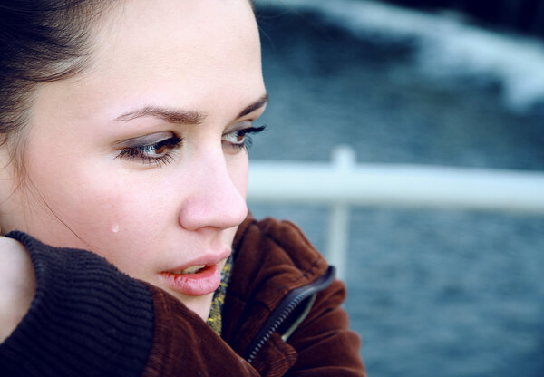 Crying beautiful woman