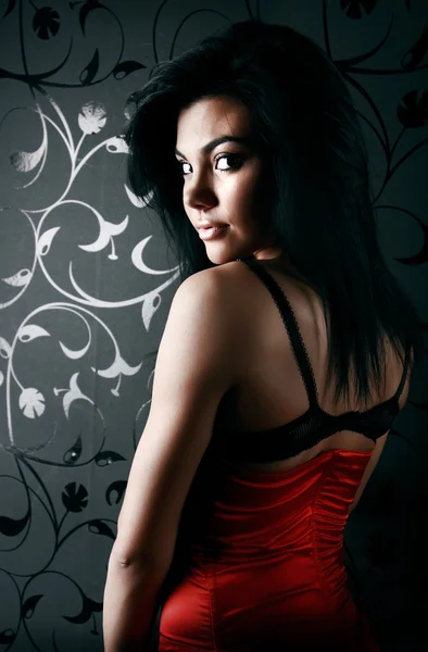 아름 다운 여자의 어두운 초상화 — 스톡 사진